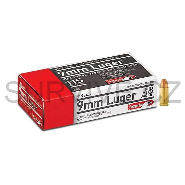 Náboj kulový Aguila, Handgun, 9mm Luger, 115GR (7,5g), FMJ, 1E097704